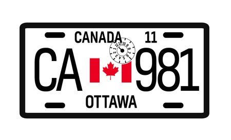 Canada car plate design on white background. Simple colours illustration.のイラスト素材