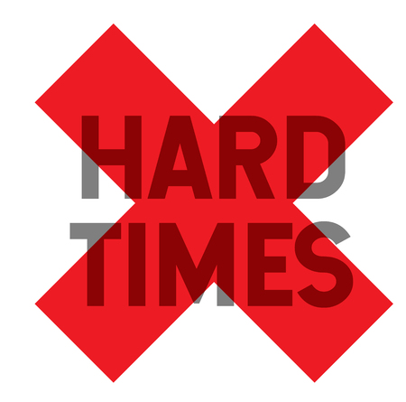 Hard times stamp on white background. Sticker or label.のイラスト素材