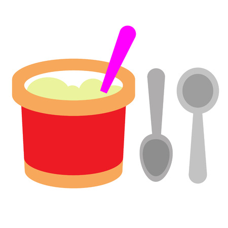 ice cream bucket flat illustration. Food and drink, dessert image on whiteのイラスト素材