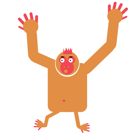 Monkey simple art geometric illustration. Icon, graphic symbol, part of image design . Animals and Africaのイラスト素材