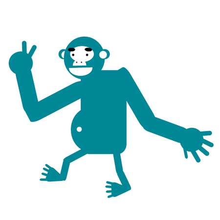 Monkey simple art geometric illustration. Icon, graphic symbol, part of image design . Animals and Africaのイラスト素材