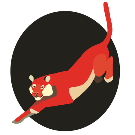Red tiger flat illustration on white background. Animals and wildlife series.のイラスト素材
