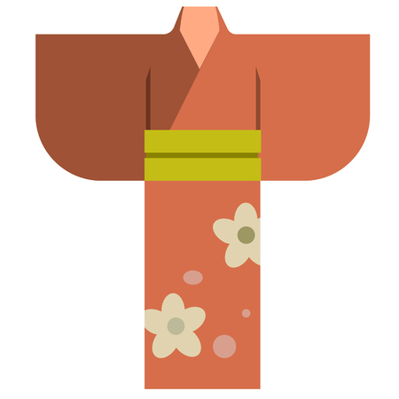 Kimono flat illustration on white background. Travel and world culture series.のイラスト素材