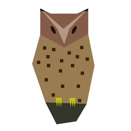 Owl flat illustration on white background. Animals and wildlife series.のイラスト素材