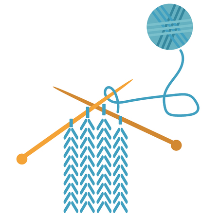 Knitting flat illustration on whiteのイラスト素材
