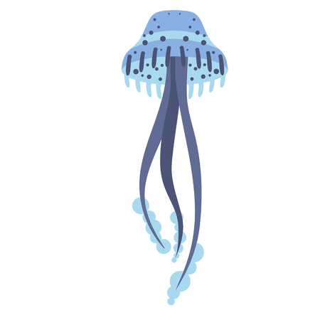 Jellyfish flat illustration on white background. Marine and underwater series.のイラスト素材