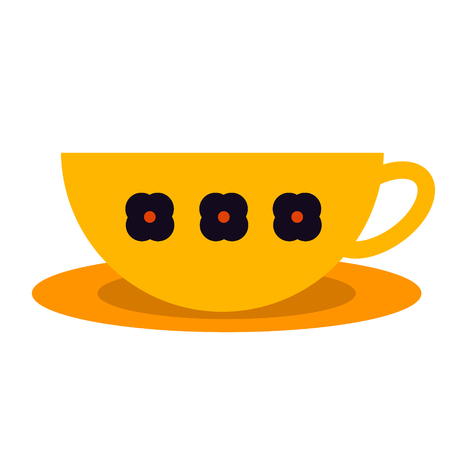 teacup flat illustration on whiteのイラスト素材