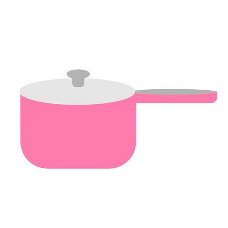 cooking pot flat illustration on whiteのイラスト素材