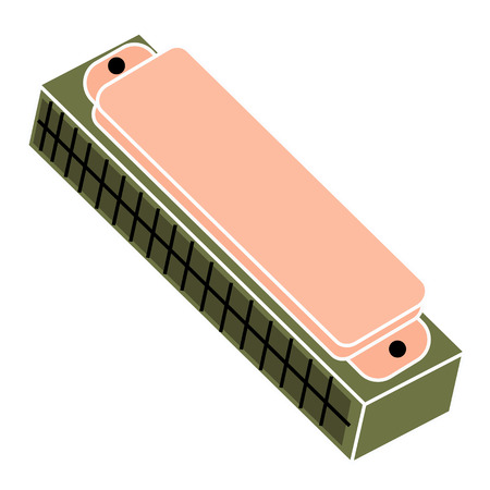 harmonica flat illustration on whiteのイラスト素材