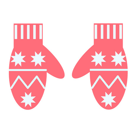 Winter mittens flat illustration on whiteのイラスト素材
