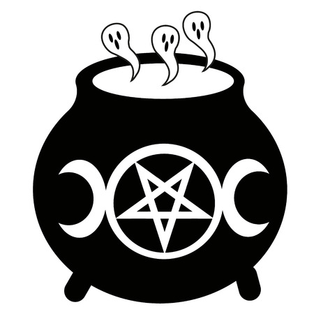 Witch boiler flat illustration on whiteのイラスト素材