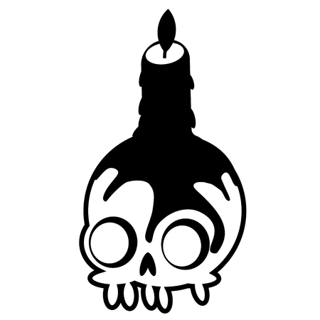 Skull with candle flat illustration on whiteのイラスト素材