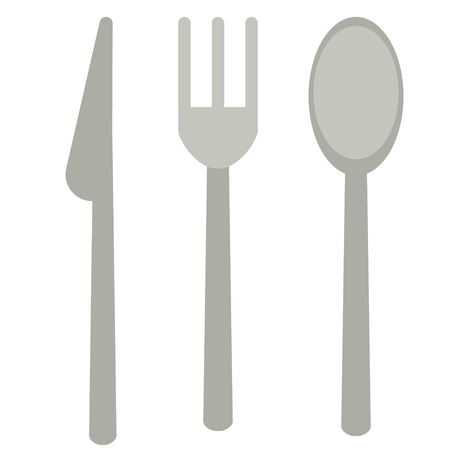 Flatware flat illustration on white. Hiking and weekend escape objects series.のイラスト素材