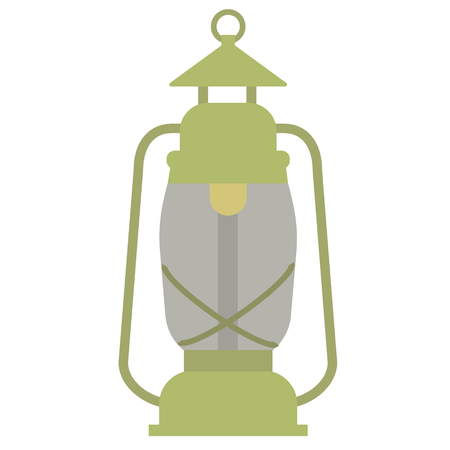 Lantern flat illustration on white. Hiking and weekend escape objects series.のイラスト素材