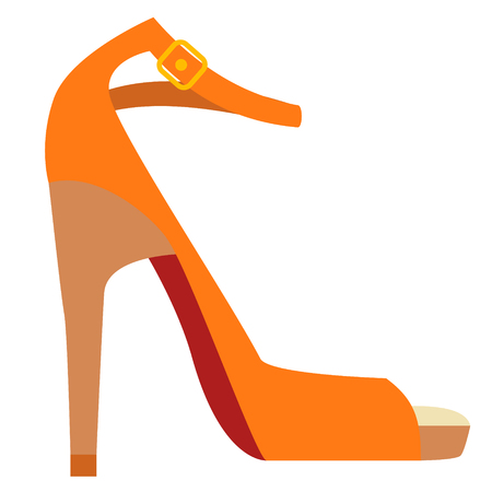 Orange shoe flat illustration on white. Home, lifestyle and fashion objects series.のイラスト素材