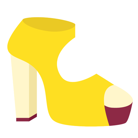 Yellow shoe flat illustration on white. Home, lifestyle and fashion objects series.のイラスト素材