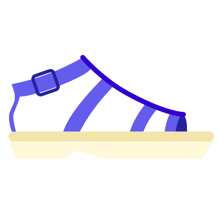 Blue sandal flat illustration on white. Home, lifestyle and fashion objects series.のイラスト素材