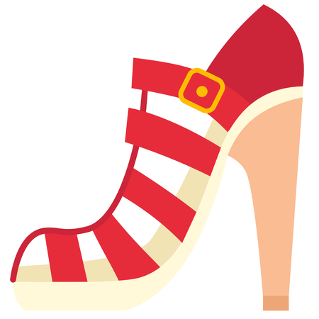 Red shoe flat illustration on white. Home, lifestyle and fashion objects series.のイラスト素材