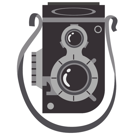 Photo camera flat illustration on whiteのイラスト素材
