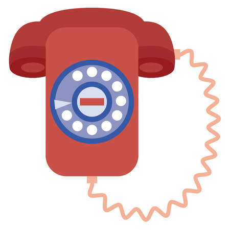Old red telephone flat illustration on white. Home, lifestyle and fashion objects series.のイラスト素材