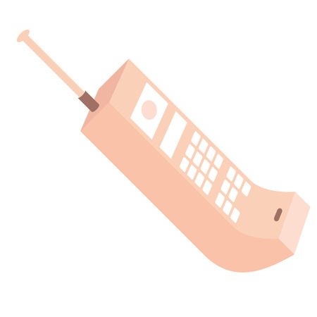 Old mobile phone flat illustration on white. Home, lifestyle and fashion objects series.のイラスト素材