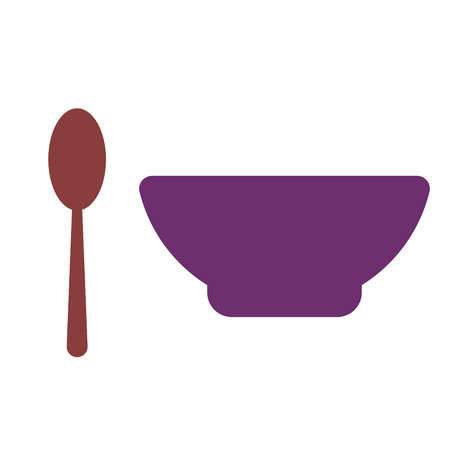 spoon bowl flat illustration on white. Kitchen and food series.のイラスト素材