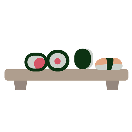 sushi flat illustration on white. Kitchen and food series.のイラスト素材