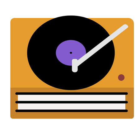 turntable flat illustration on whiteのイラスト素材