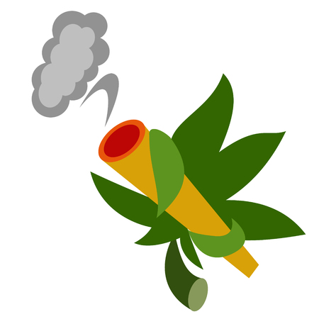 weed flat illustration on white. Lifestyle and everyday objects series.のイラスト素材