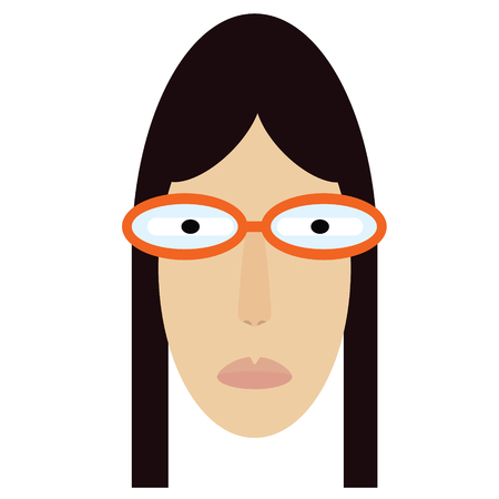 woman face flat illustration on white. Lifestyle and fashion series.のイラスト素材