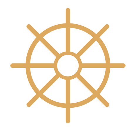 steering wheel flat illustration on white. Marine and underwater world series.のイラスト素材