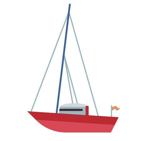 yacht flat illustration on white. Marine and underwater world series.のイラスト素材