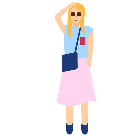 woman flat illustration on white. Lifestyle and fashion series.のイラスト素材