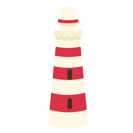 lighthouse flat illustration on white. Marine and underwater world series.のイラスト素材