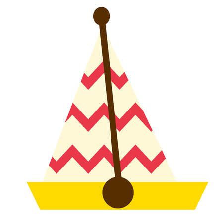 sail boat flat illustration on white. Marine and underwater world series.のイラスト素材
