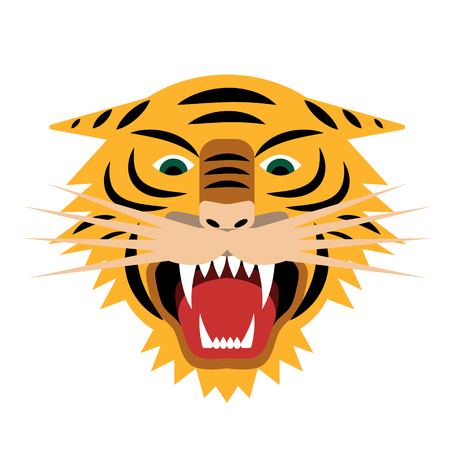 Tiger face flat illustration on white. Tattoos and magic signs series.のイラスト素材