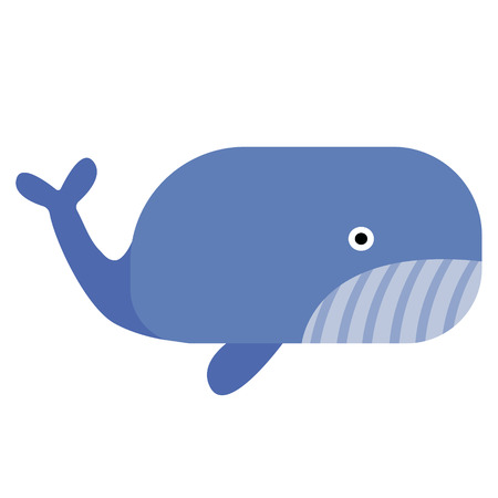 blue whale flat illustration on white. Marine and undewater life series.のイラスト素材