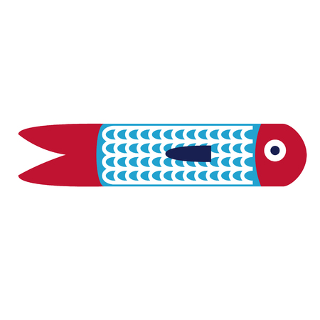 small fish flat illustration on white. Marine and undewater life series.のイラスト素材