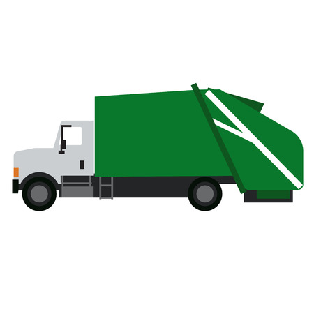 Garbage truck flat illustration. City life and transport series.のイラスト素材