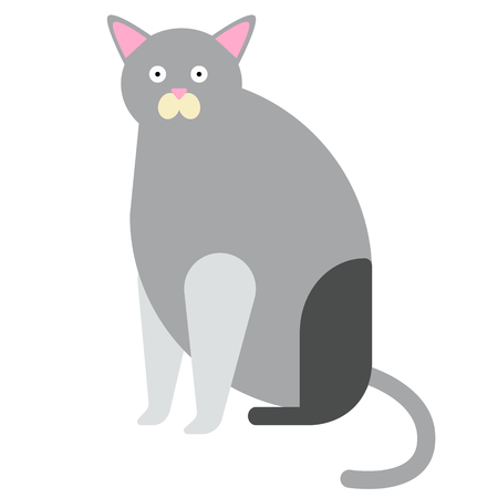 Grey cat flat illustration. Home, lifestyle and holiday series.のイラスト素材