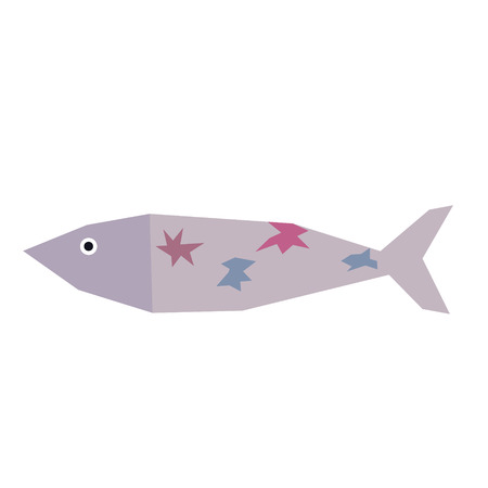 Grey fish flat illustration. Sea, marine and underwater series.のイラスト素材