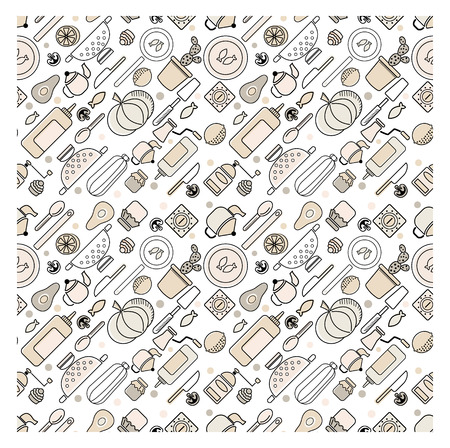 Kitchen pattern flat illustration. Kitchen seamless patterns and surface design series.のイラスト素材