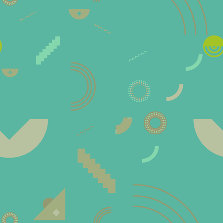 Elementary shapes chaotic seamless patternのイラスト素材