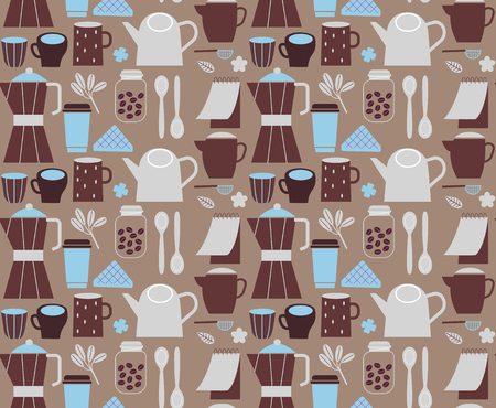 Kitchen pattern flat illustration. Kitchen seamless patterns and surface design series.のイラスト素材