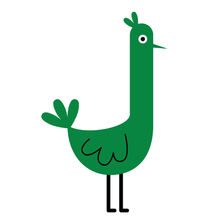 Green bird flat illustration. Animals and wildlife series.のイラスト素材