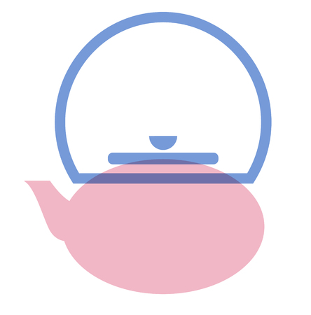 Pink kettle flat illustration. Home and kitchen series.のイラスト素材