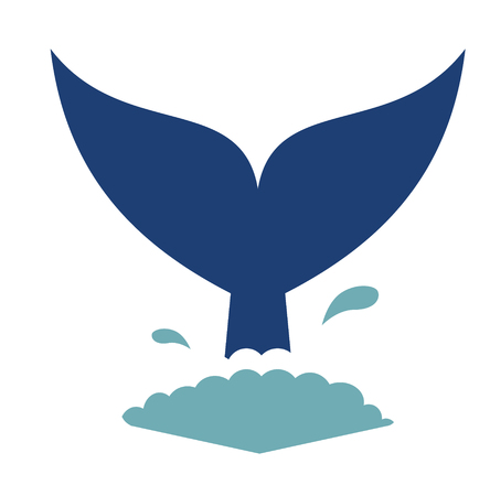 Whale tail flat illustration. Marine and underwater series.のイラスト素材