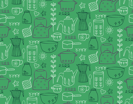 Kitchen pattern flat illustration. Home and kitchen surface design series.のイラスト素材