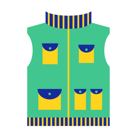 Green vest flat illustration on whiteのイラスト素材