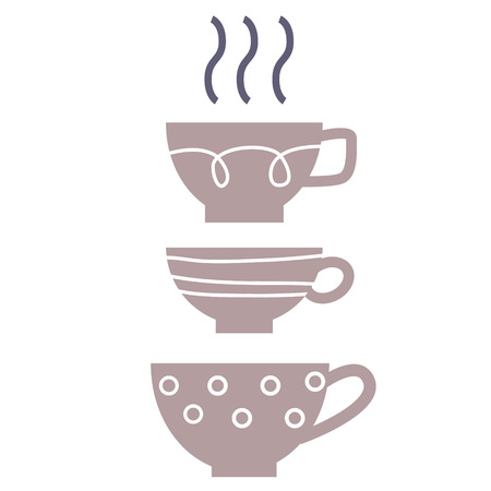 Cups flat illustration on whiteのイラスト素材